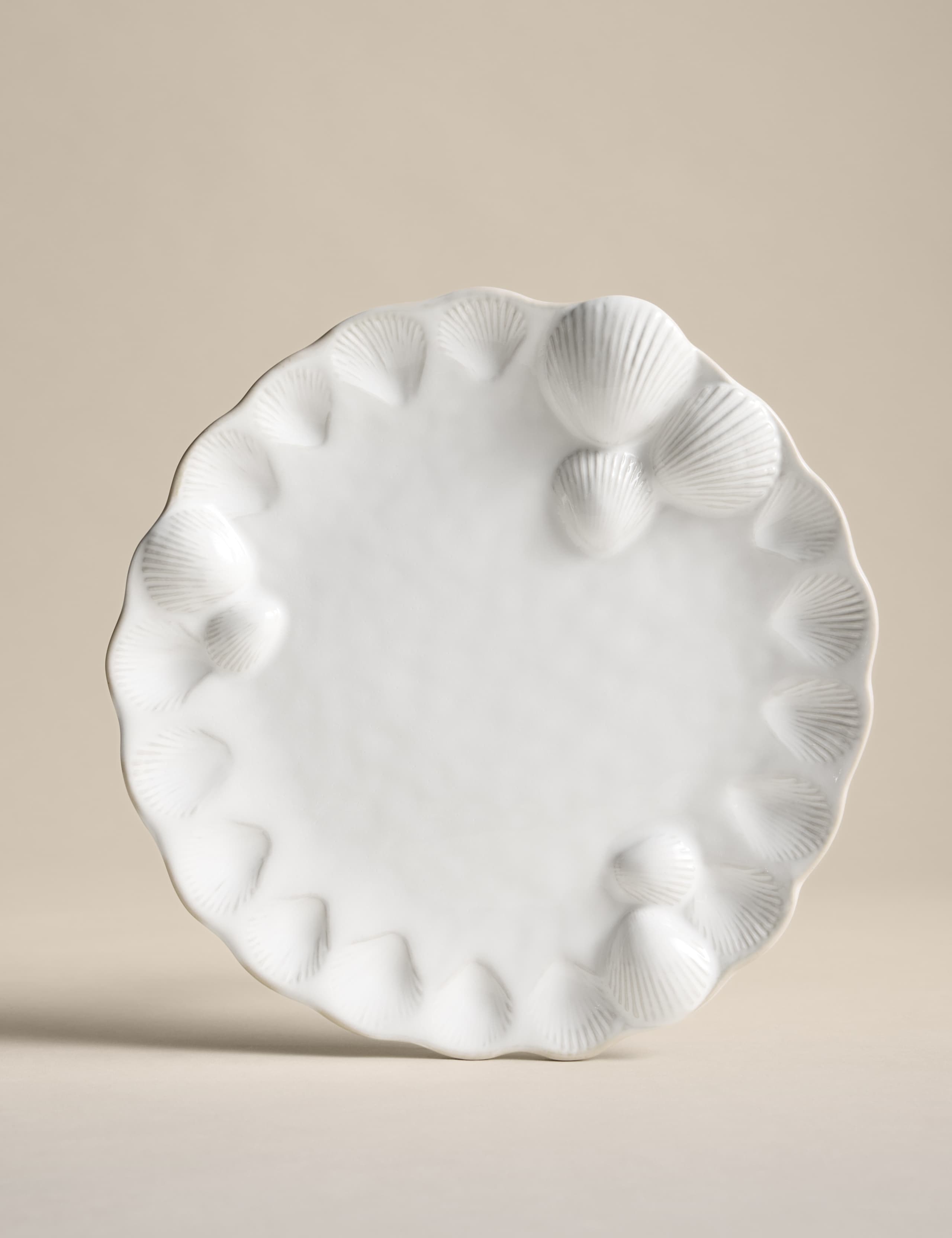 Coastal Bohemia stoneware side plate with shell detail, UK version