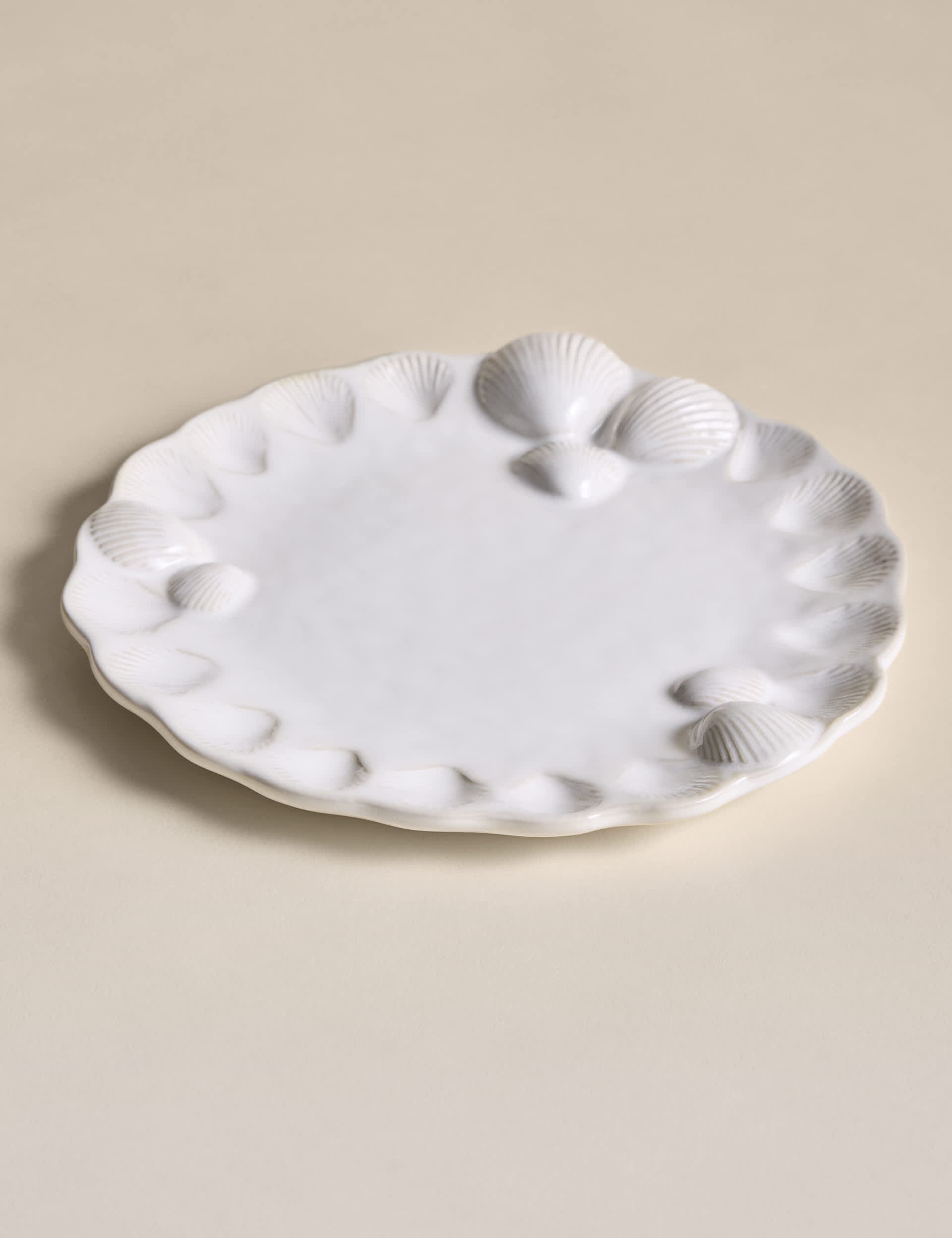 Coastal Bohemia stoneware side plate with shell detail, UK version