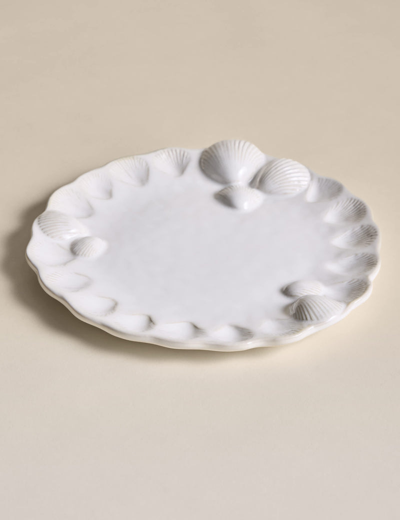 Coastal Bohemia stoneware side plate with shell detail, UK version