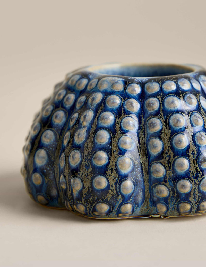 Coastal shell tealight holder ceramic 10cm wide, UK version