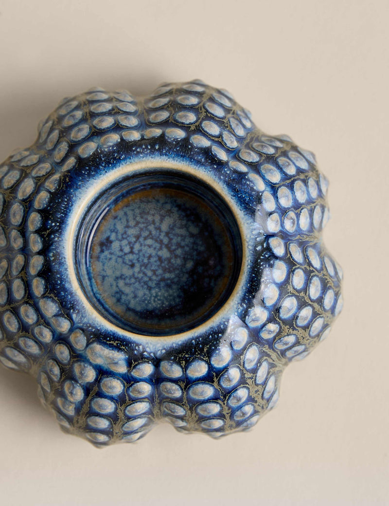 Coastal shell tealight holder ceramic 10cm wide, UK version