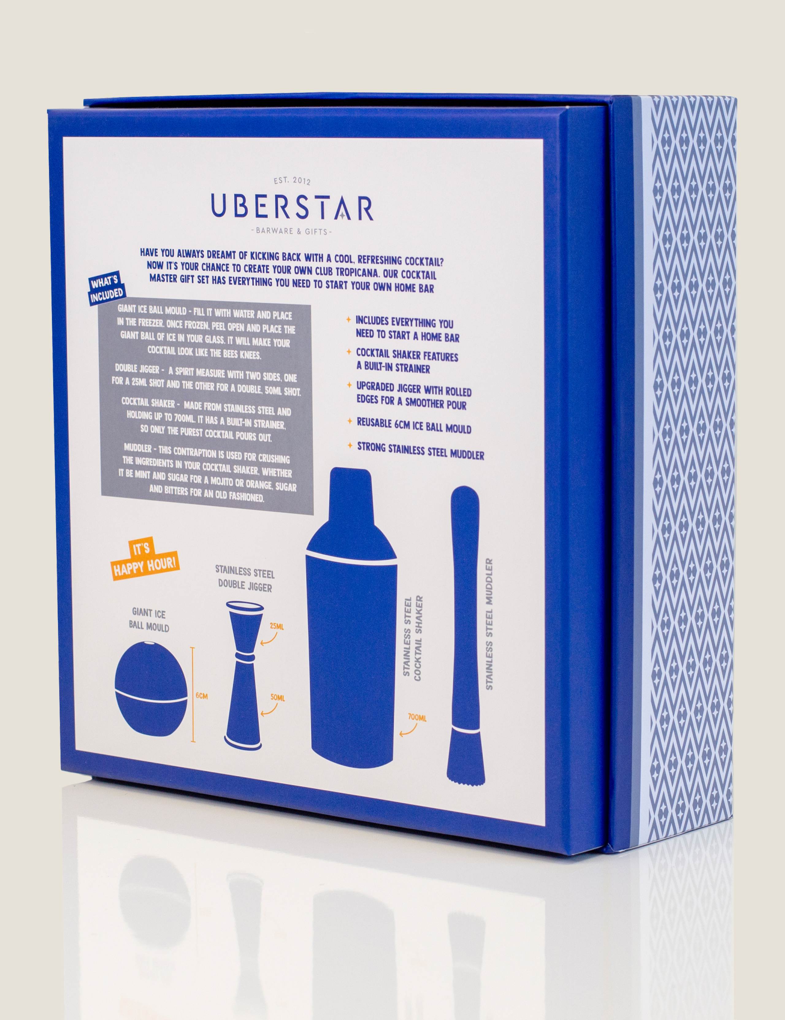 Uberstar Cocktail Master Gift Set barware kit - British product