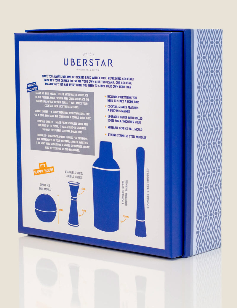 Uberstar Cocktail Master Gift Set barware kit - British product