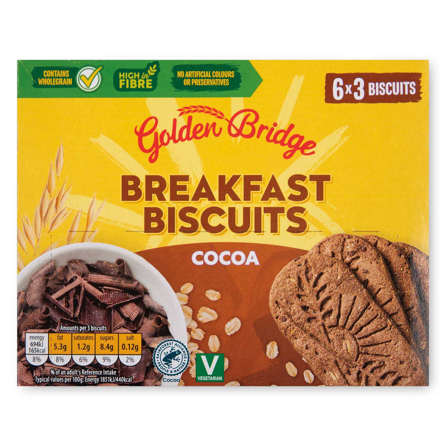 Cocoa Breakfast Biscuits 6 Pack, imported from the UK