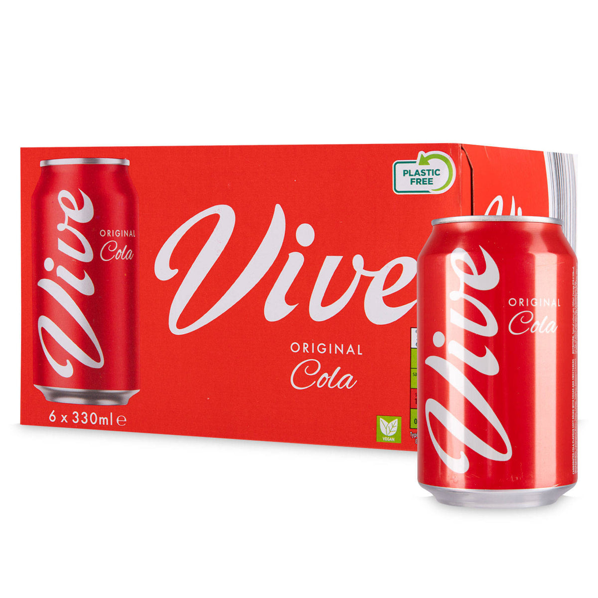 Six-pack of classic cola, free from eggs - British product
