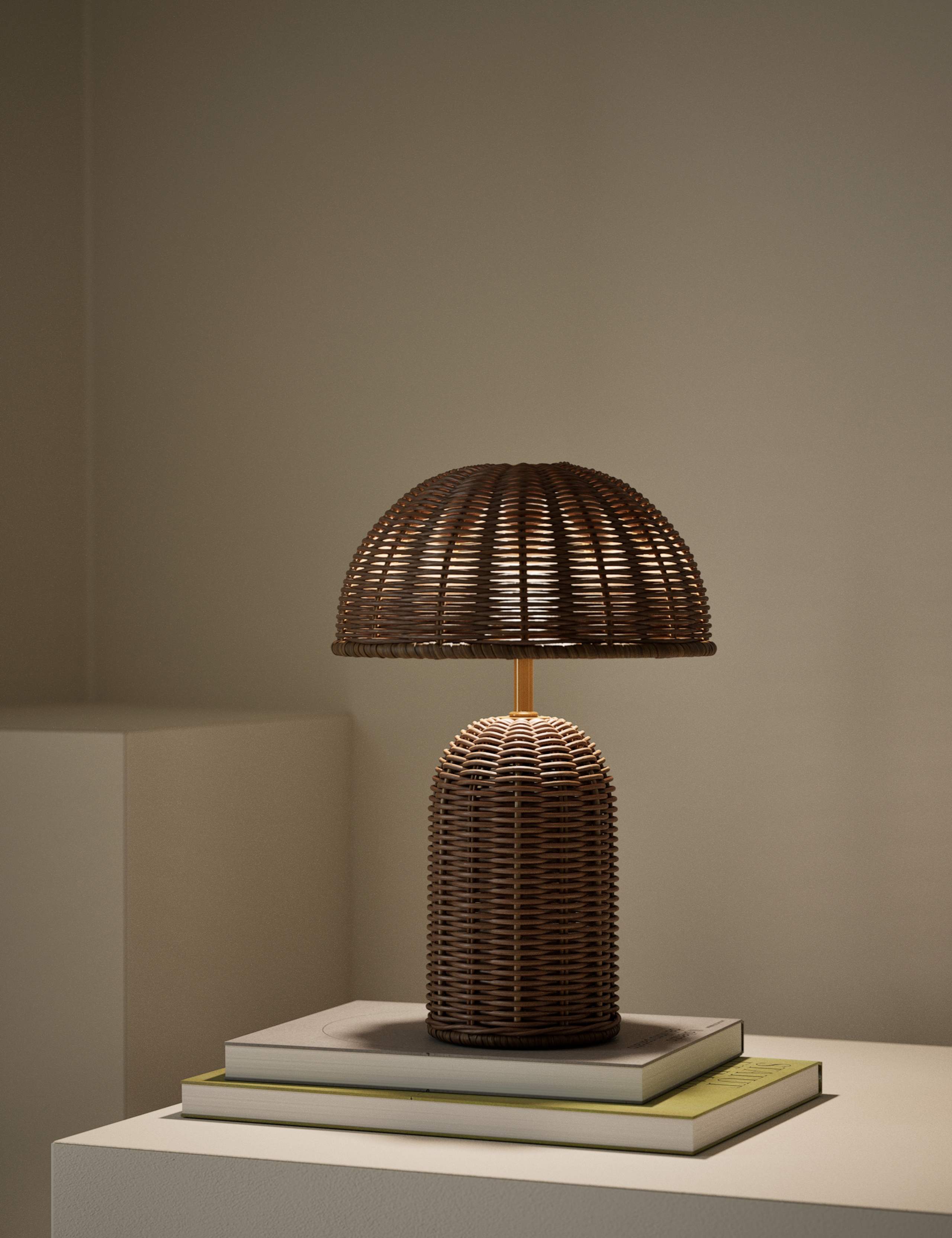 Colby rechargeable rattan table lamp cordless - British product