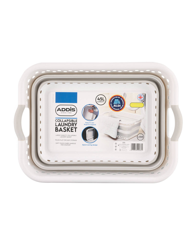 Collapsible laundry basket 45 litre capacity (British brand)