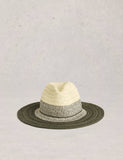 White Stuff colour-block fedora hat with wide brim - British product