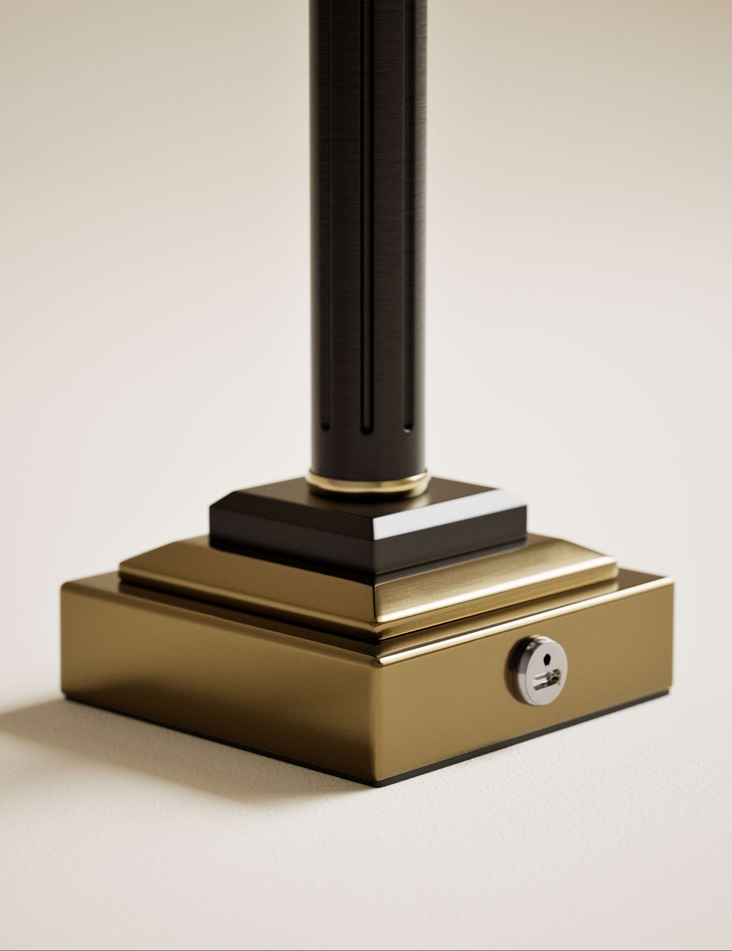 Column pillar rechargeable table lamp with pleated shade, UK version