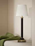Column pillar rechargeable table lamp with pleated shade, UK version
