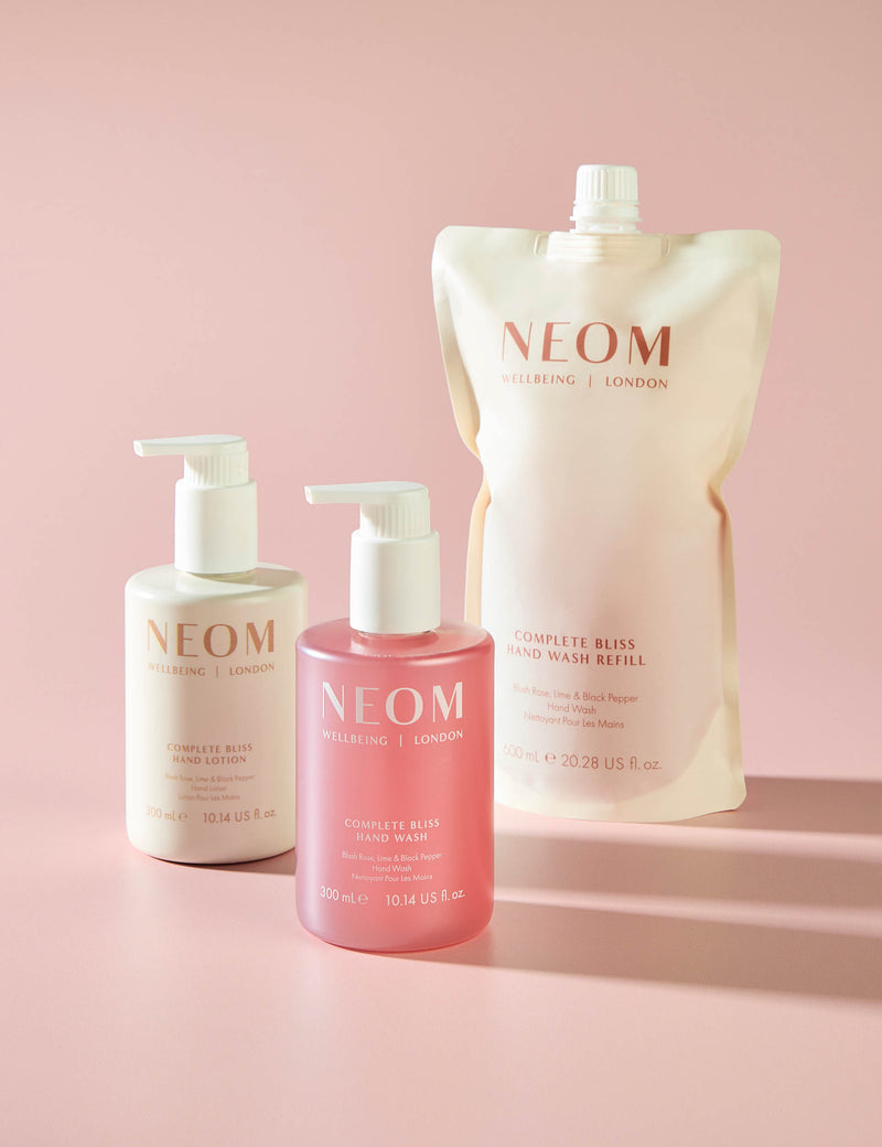 NEOM Wellbeing Complete Bliss hand wash refill Blush Rose, Lime & Black Pepper 600ml - British product
