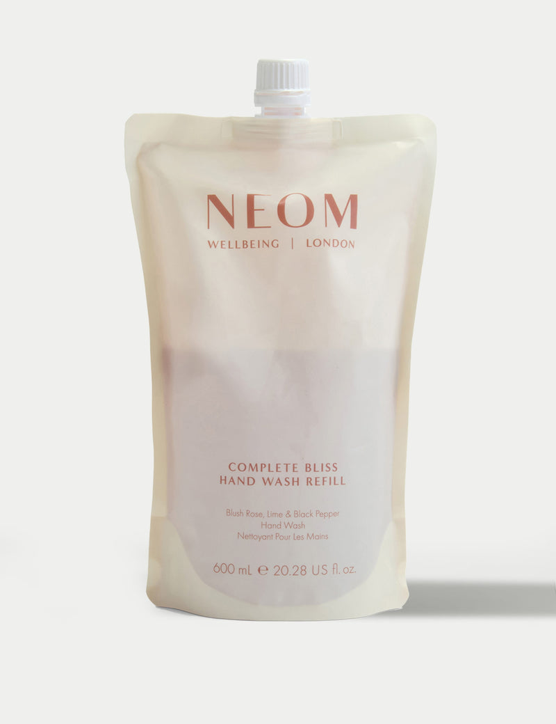 NEOM Wellbeing Complete Bliss hand wash refill Blush Rose, Lime & Black Pepper 600ml - British product