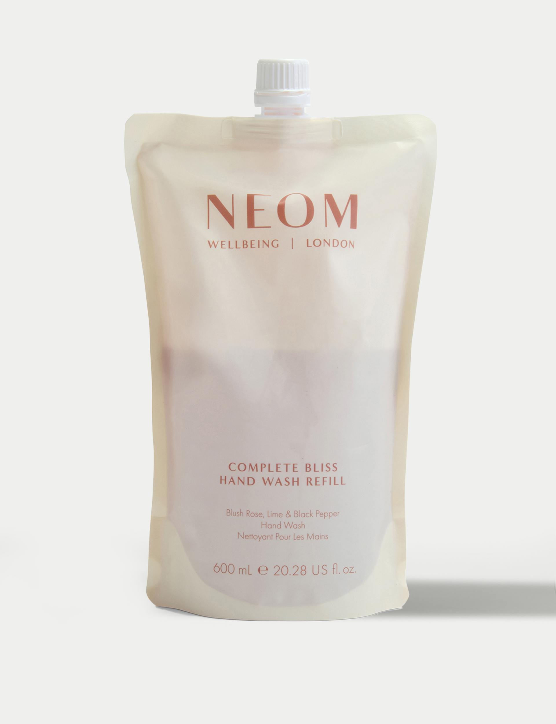 NEOM Wellbeing Complete Bliss hand wash refill Blush Rose, Lime & Black Pepper 600ml - British product