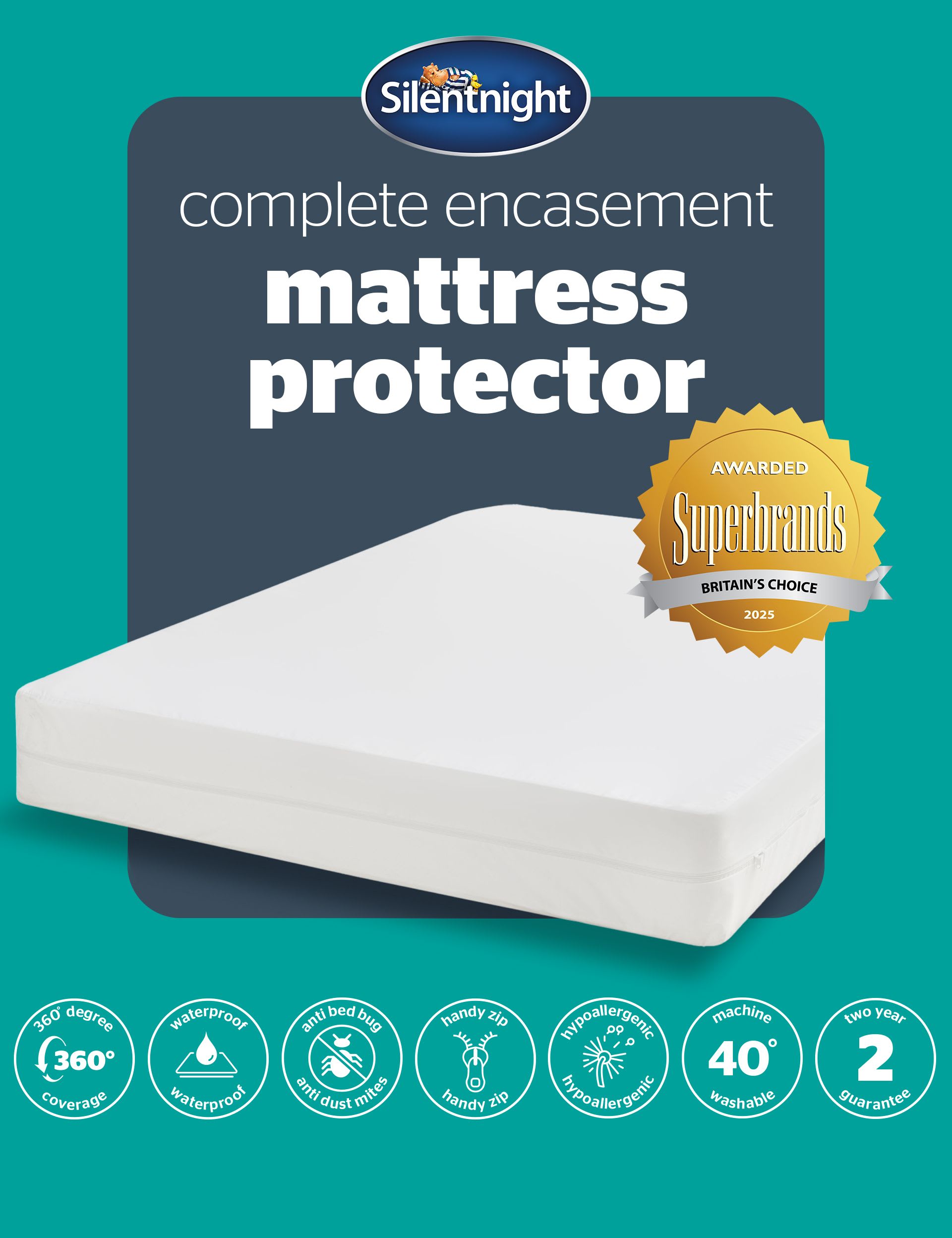 Silent Night complete encasement mattress protector, UK version