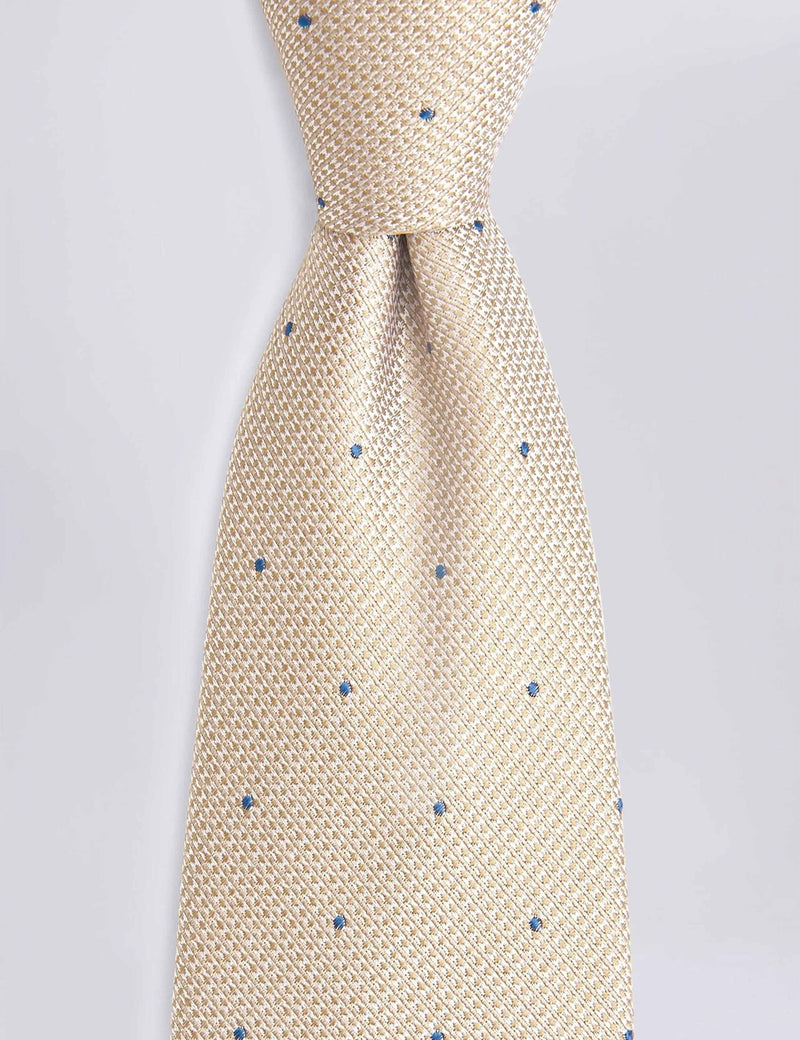 Moss pure silk tie with contrast micro-spot pattern - British product