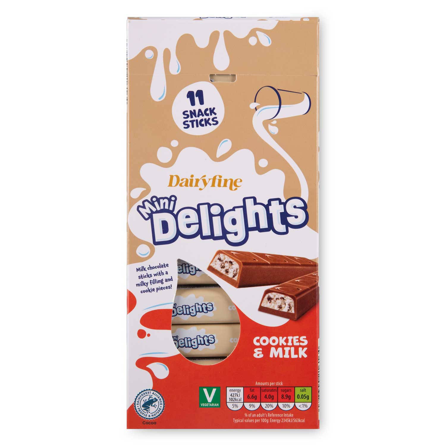 Milk chocolate sticks with cookie pieces 11 pack (British brand)