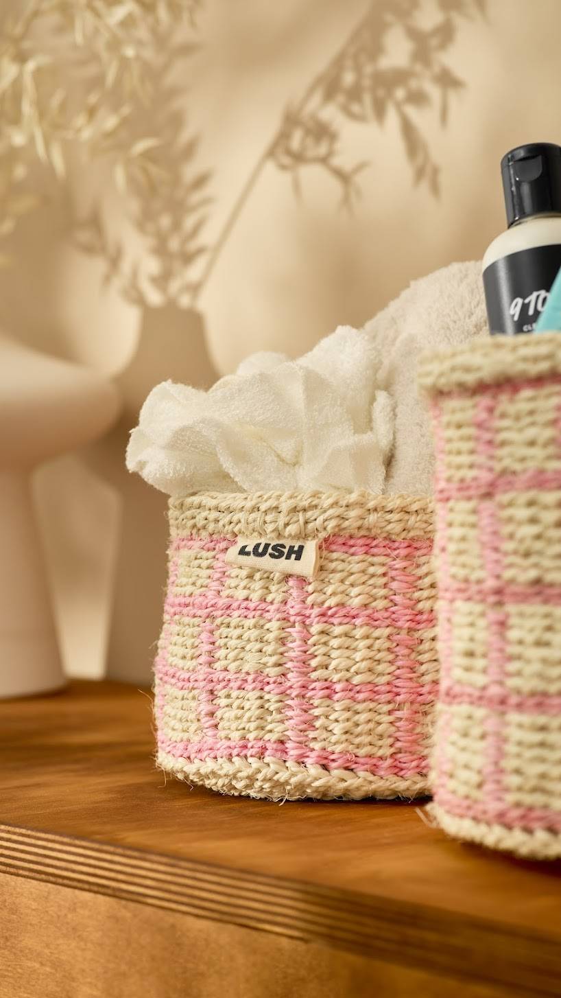 Lush handwoven light pink basket extra small - British product