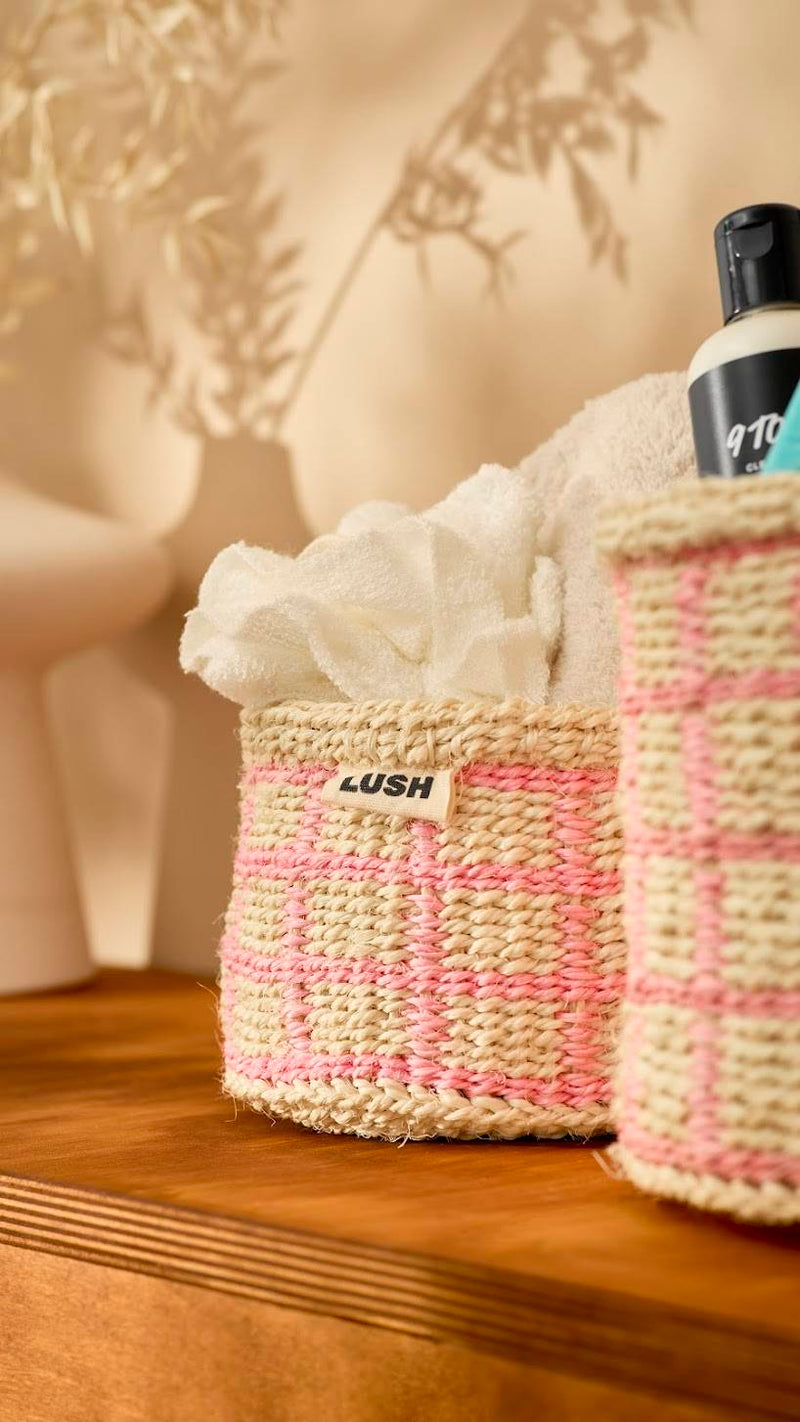 Lush handwoven light pink basket extra small - British product