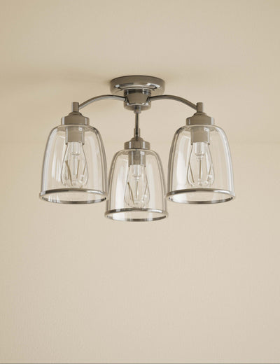 M&S Core Glass & Metal Multi Flush Ceiling Light- Buy online at McGrocer