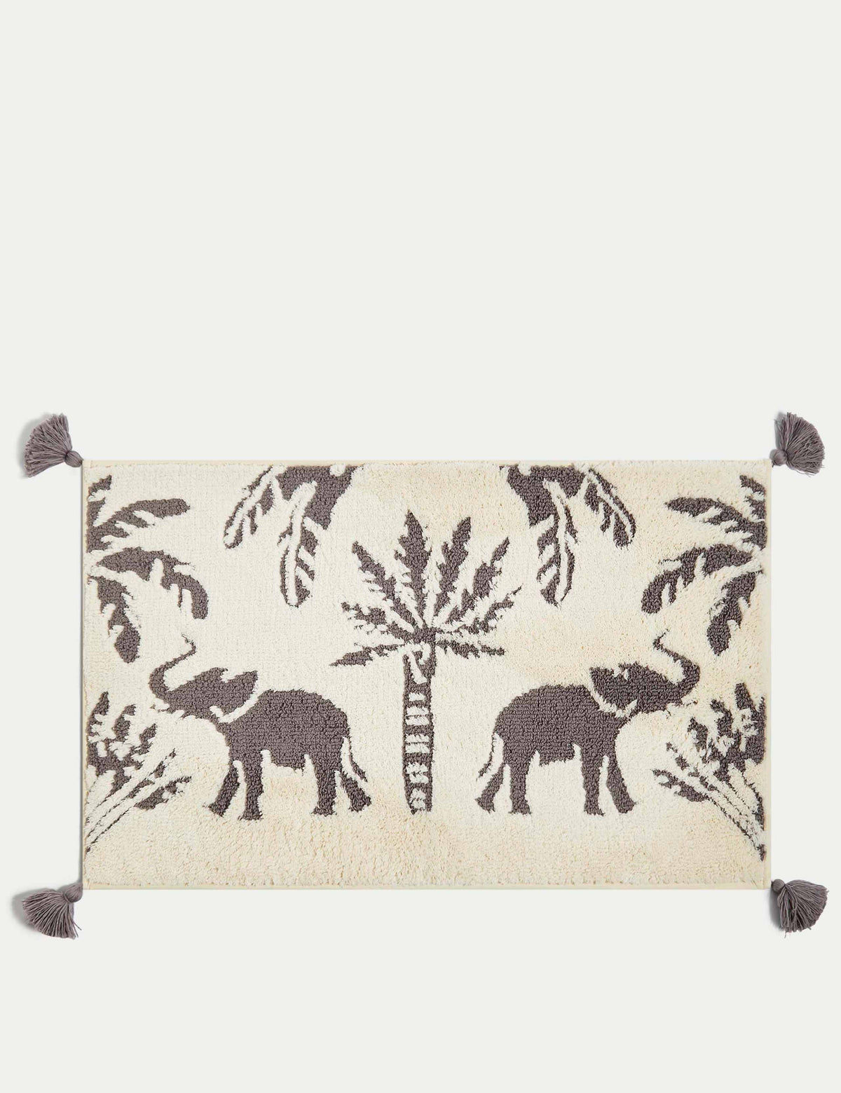Elephant bath mat with cotton blend and non-slip backing - British product