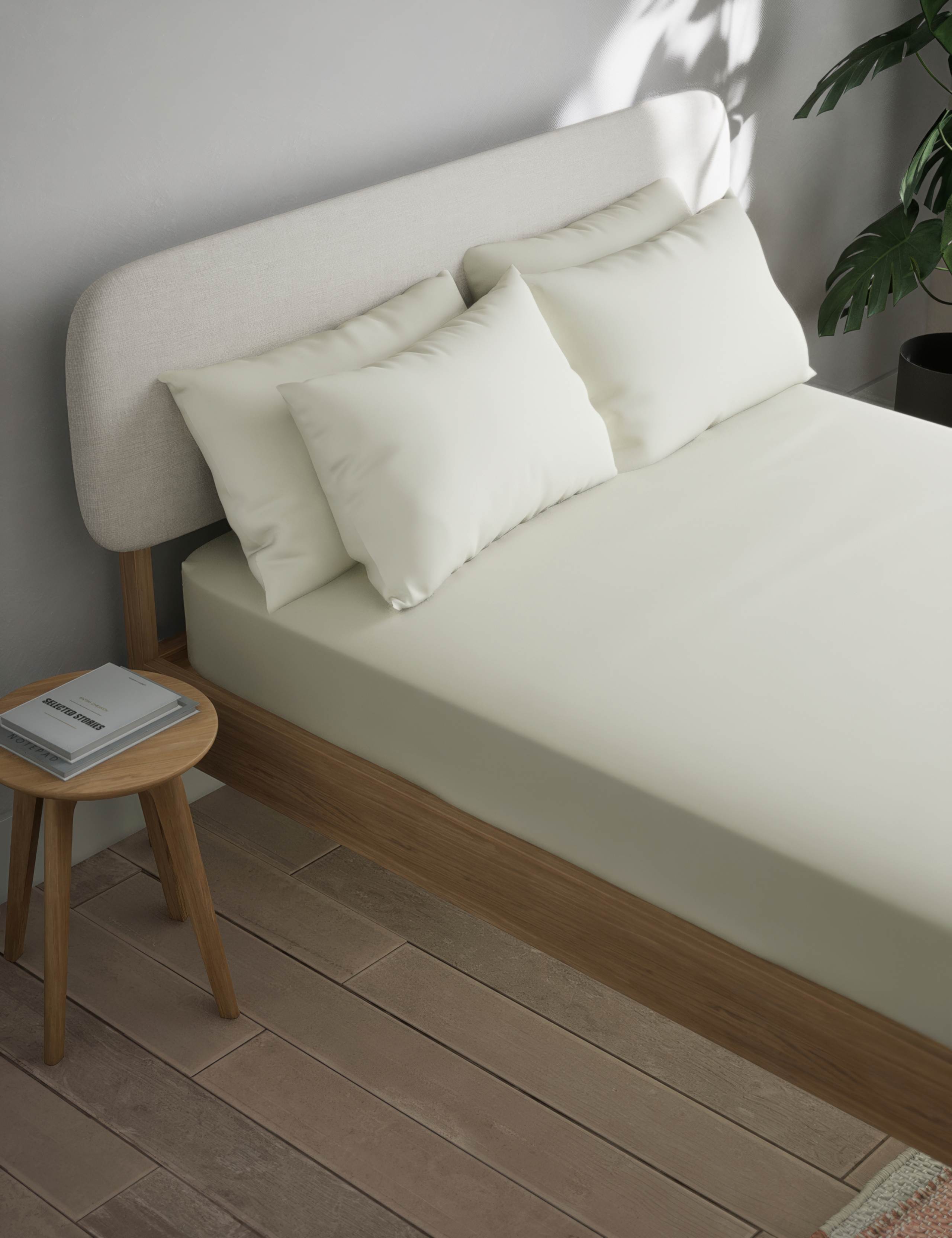Cotton blend non-iron fitted sheet 25cm deep - British product