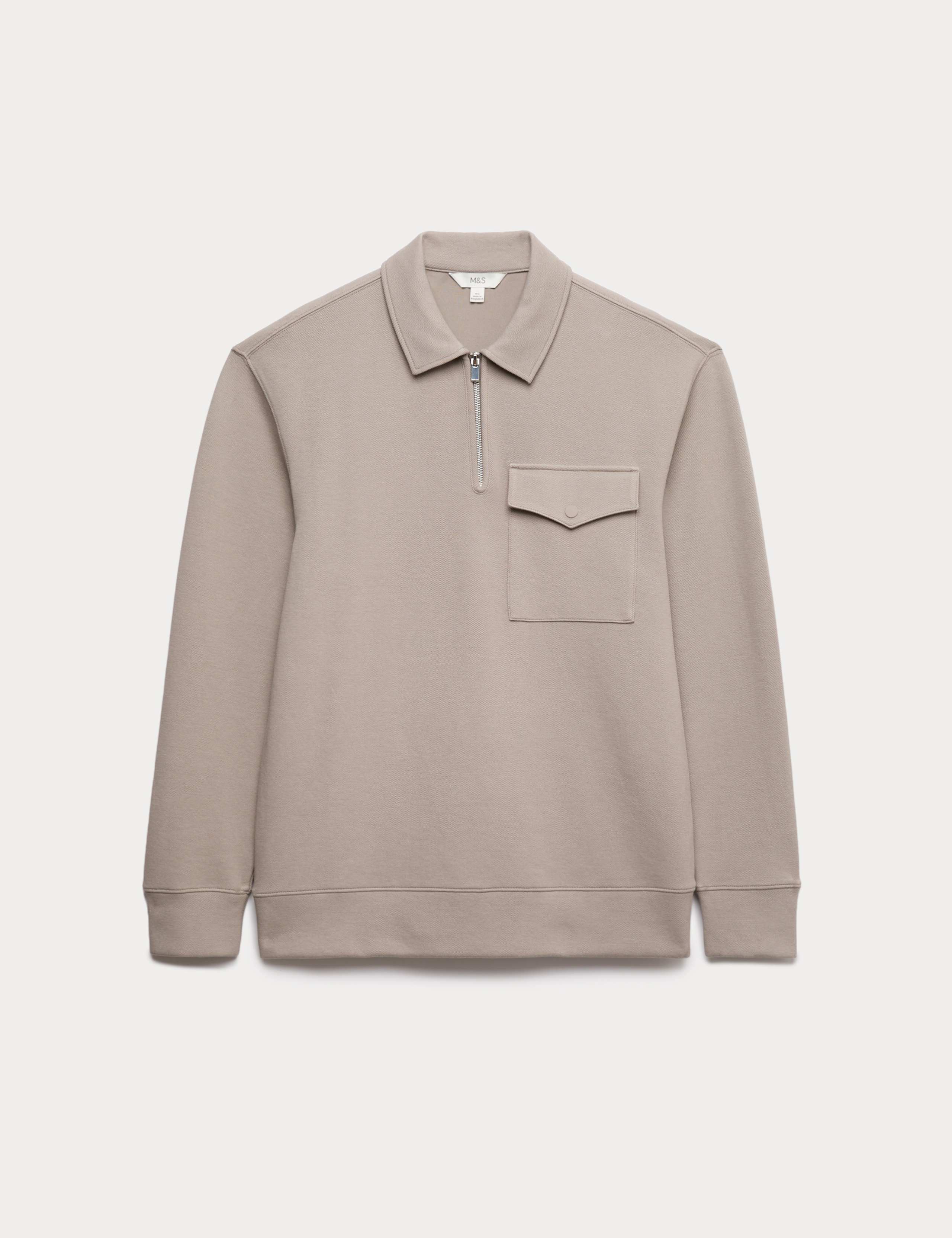 M&S cotton blend pique half zip top - British product