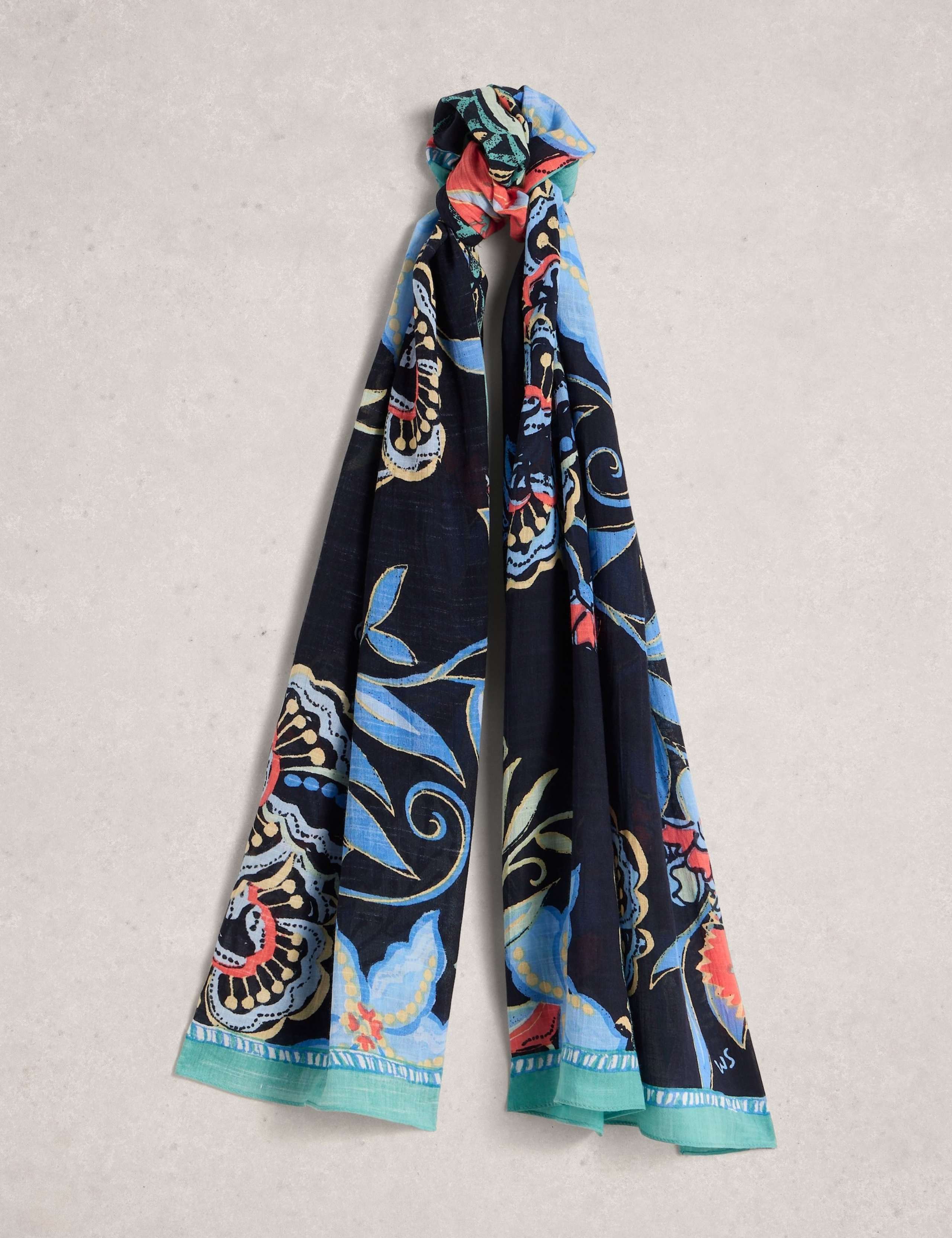 White Stuff cotton blend printed scarf, UK version