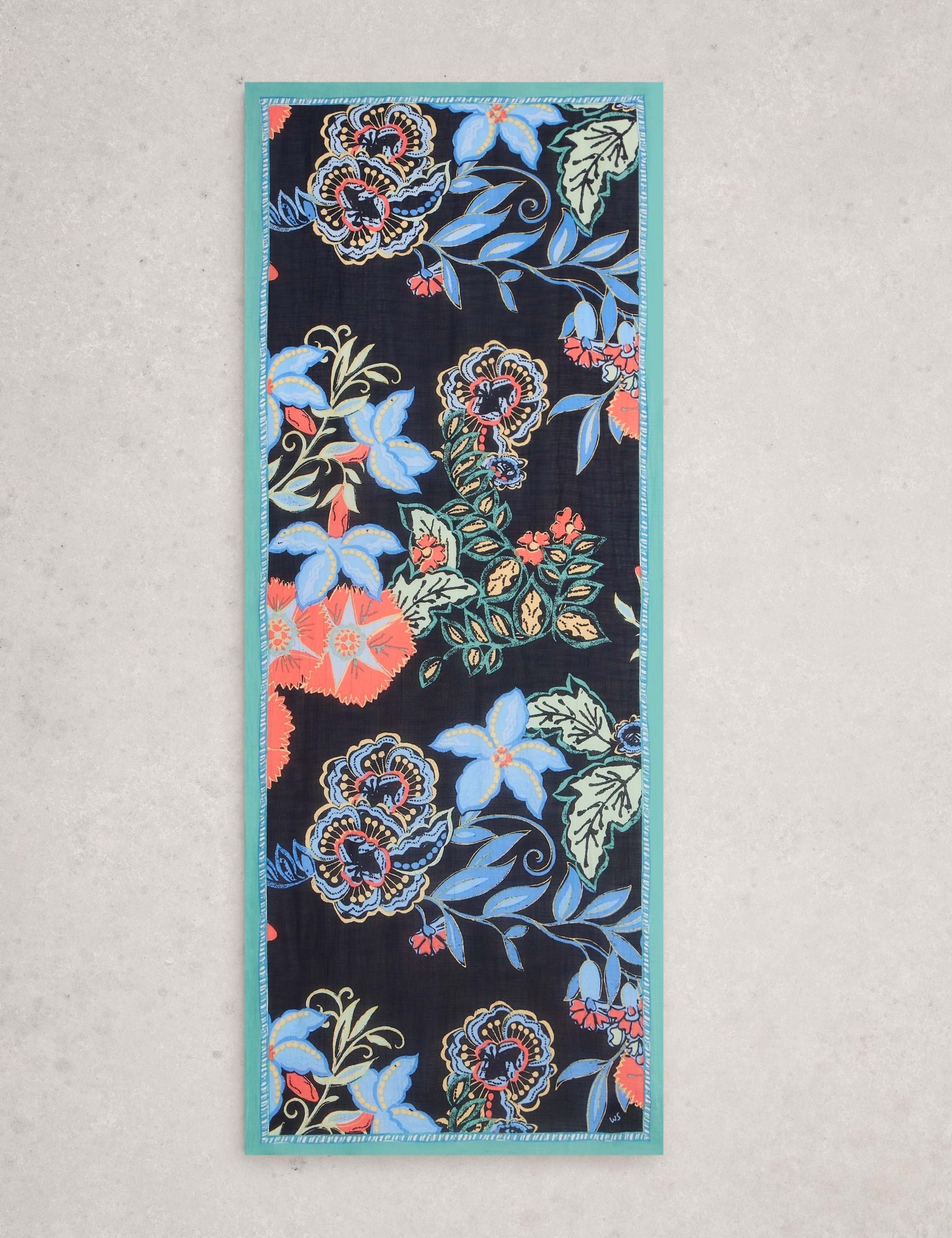 White Stuff cotton blend printed scarf, UK version