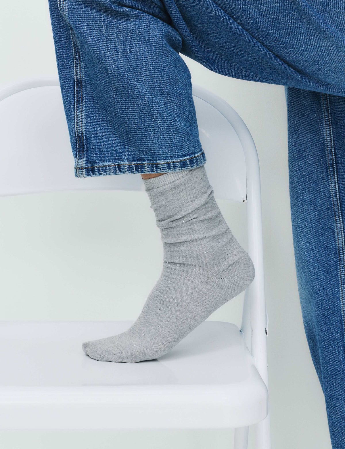 M&S cotton blend crew socks with diamantes (British brand)