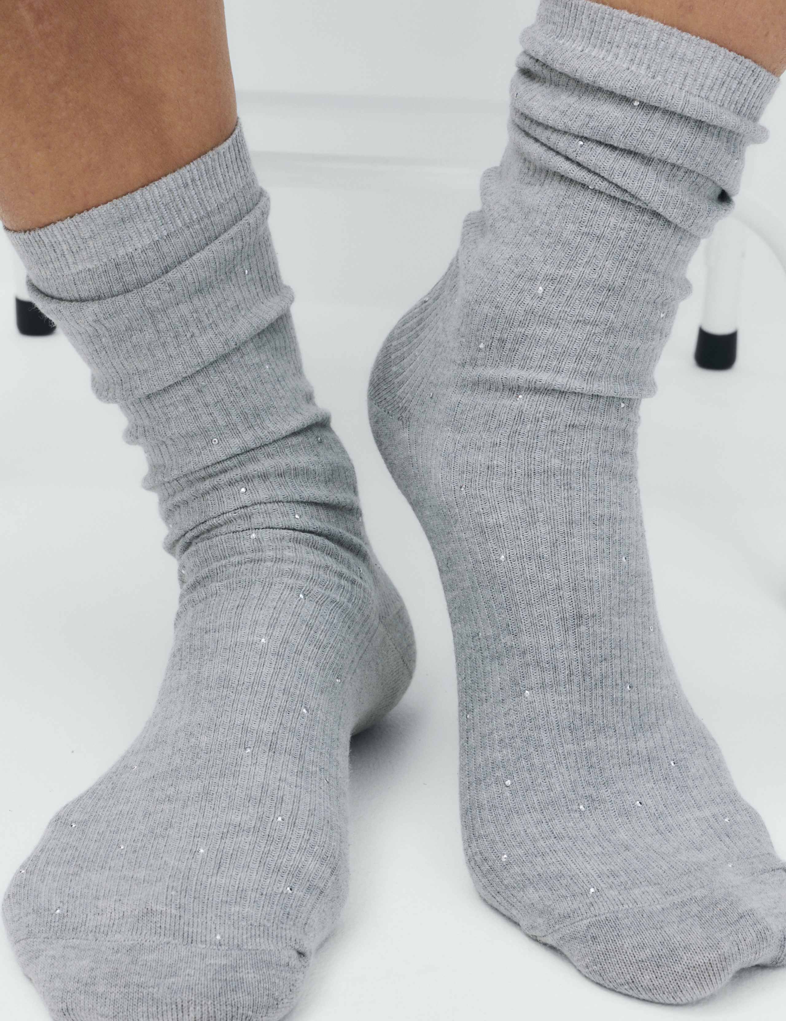 M&S cotton blend crew socks with diamantes (British brand)