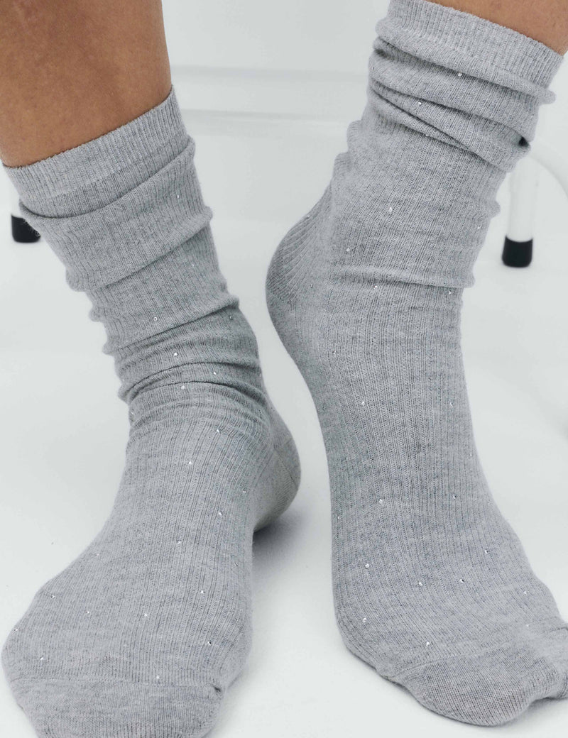 M&S cotton blend crew socks with diamantes (British brand)