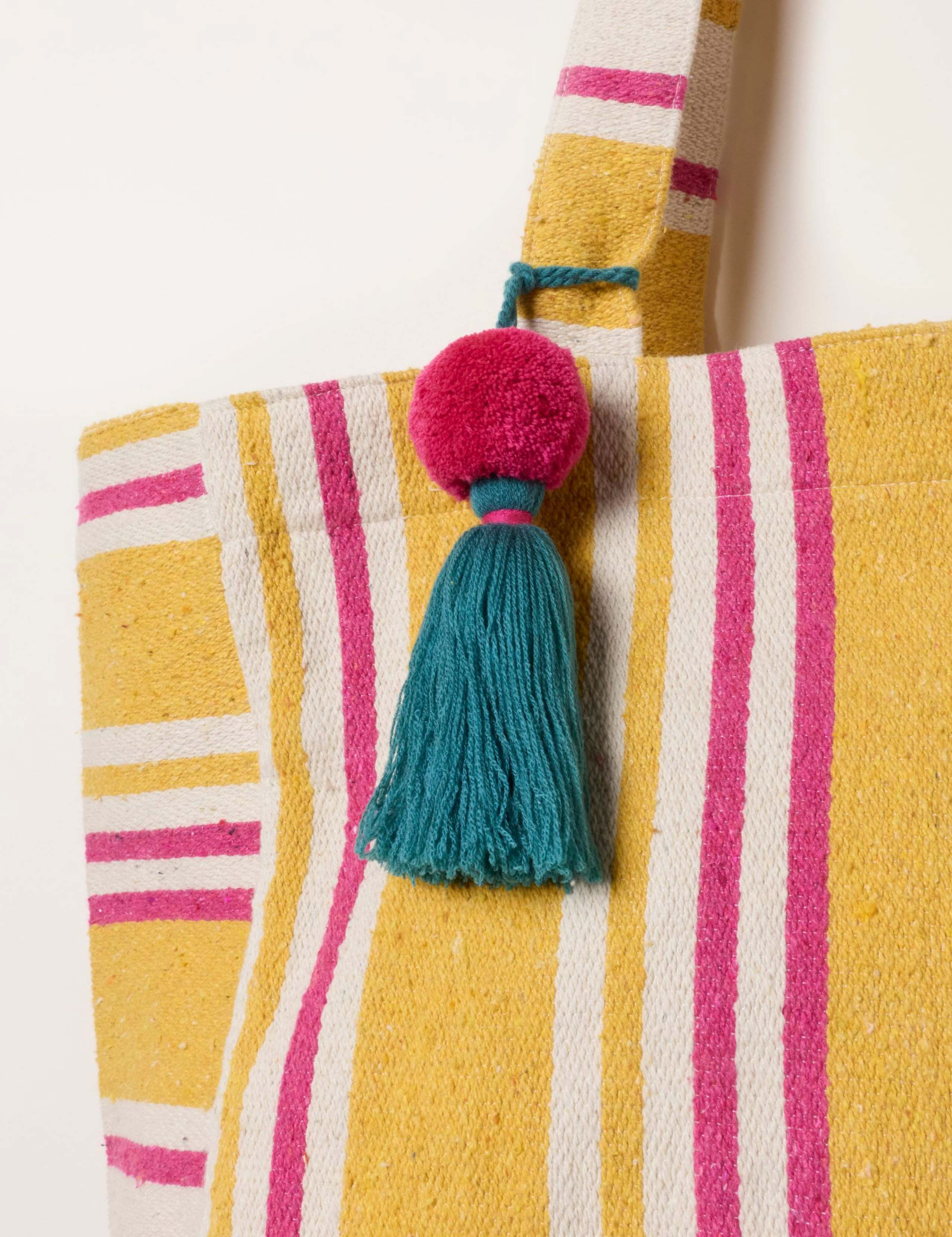 FatFace cotton blend striped tote bag, imported from the UK