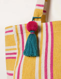 FatFace cotton blend striped tote bag, imported from the UK