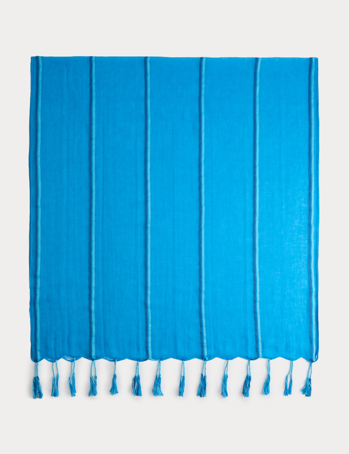 M&S cotton linen striped tassel scarf (British brand)
