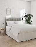 Cotton-rich base valance for bed with knife pleats - British product