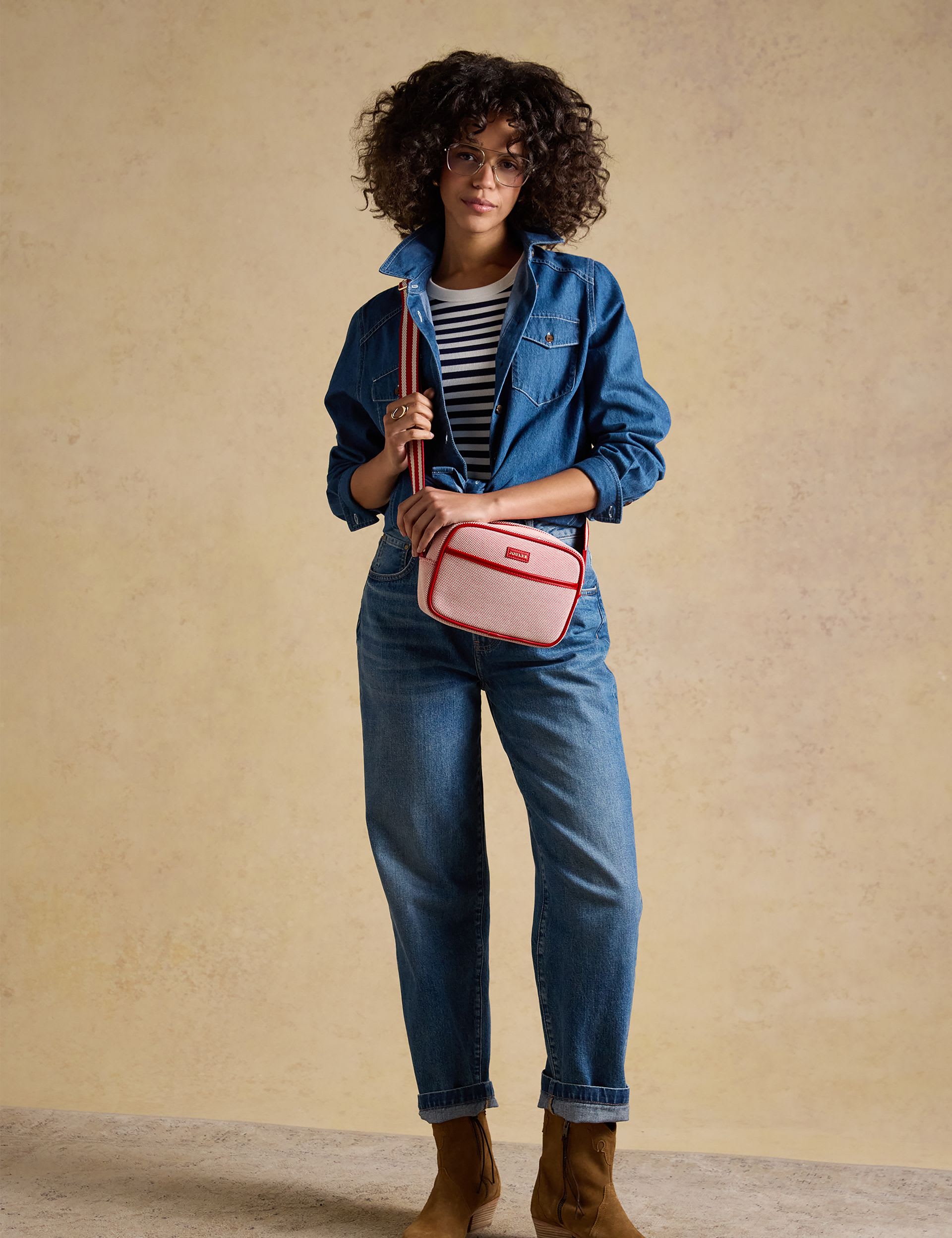 Joules cotton rich cross body bag checked pattern, UK version