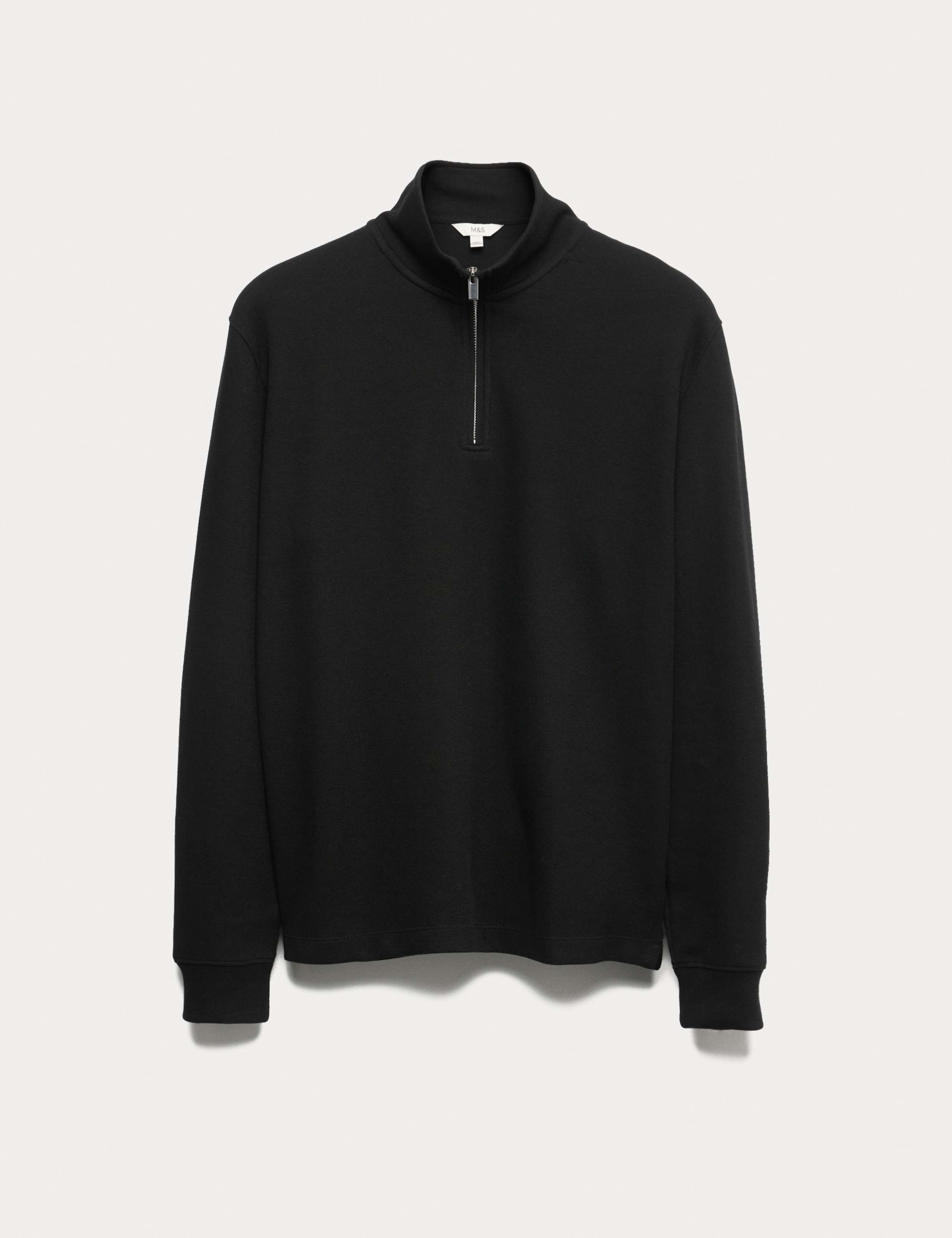M&S Collection cotton rich half zip sweatshirt - British product