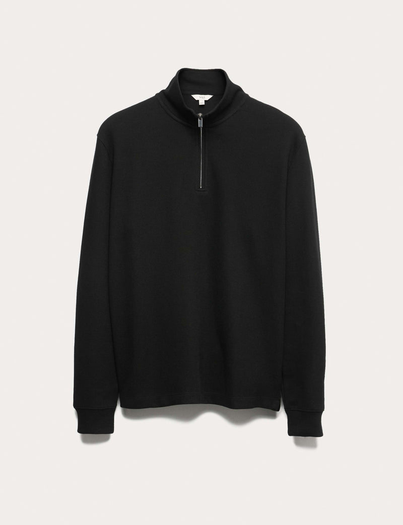 M&S Collection cotton rich half zip sweatshirt - British product