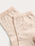 M&S ankle socks crystal embellished cotton rich, imported from the UK