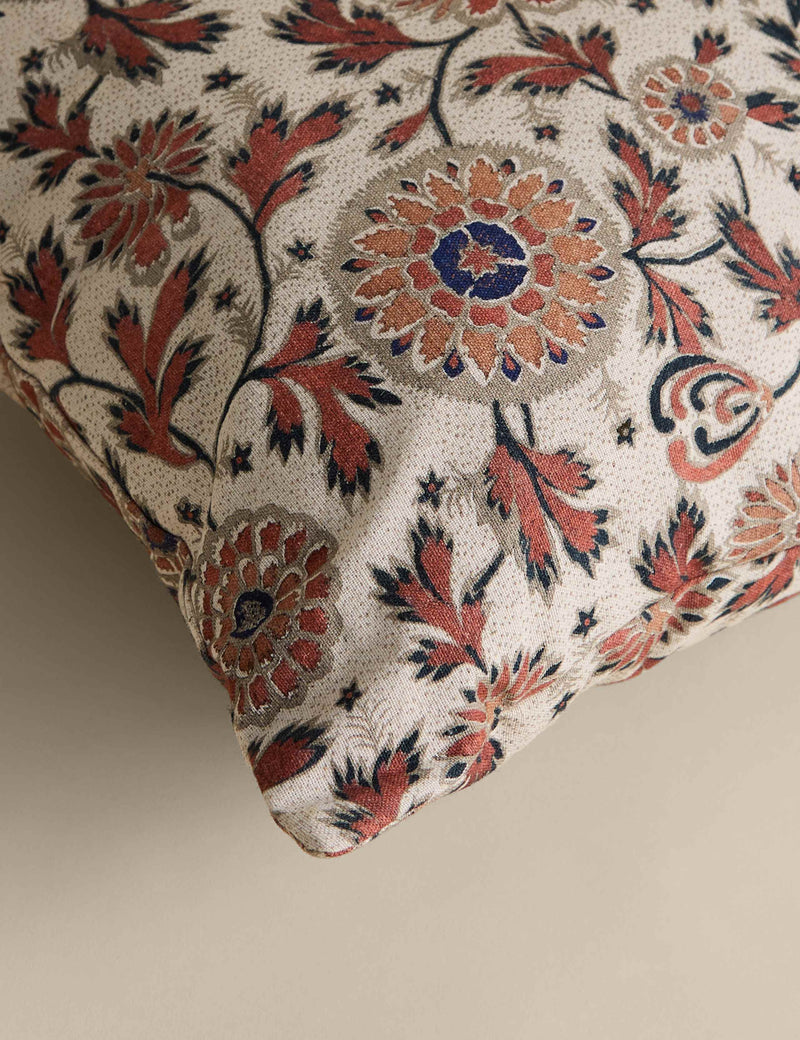Floral bolster cushion cotton rich blend, 60x40cm (British brand)