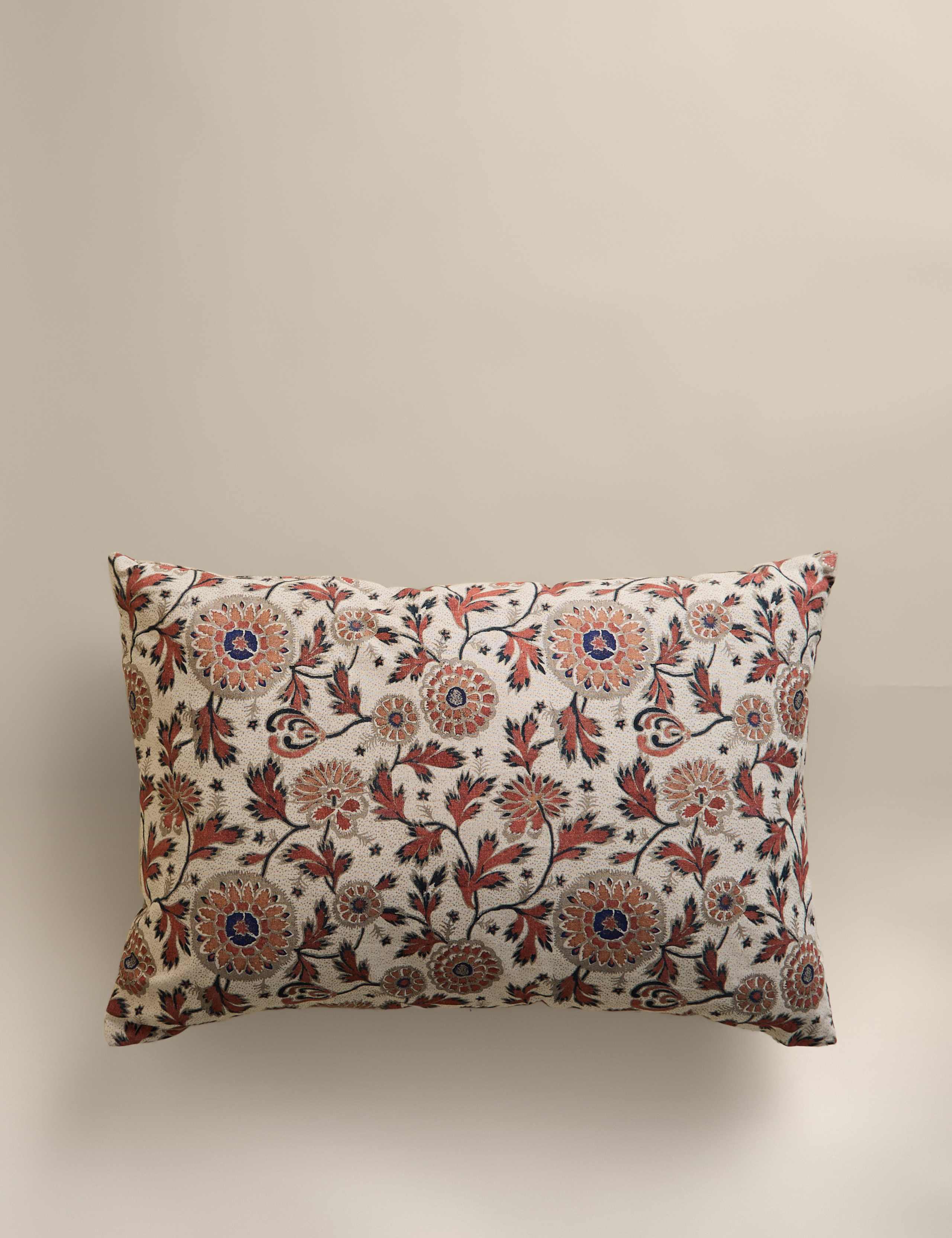 Floral bolster cushion cotton rich blend, 60x40cm (British brand)