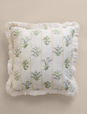 Cotton rich floral cushion with fringed edge, UK version