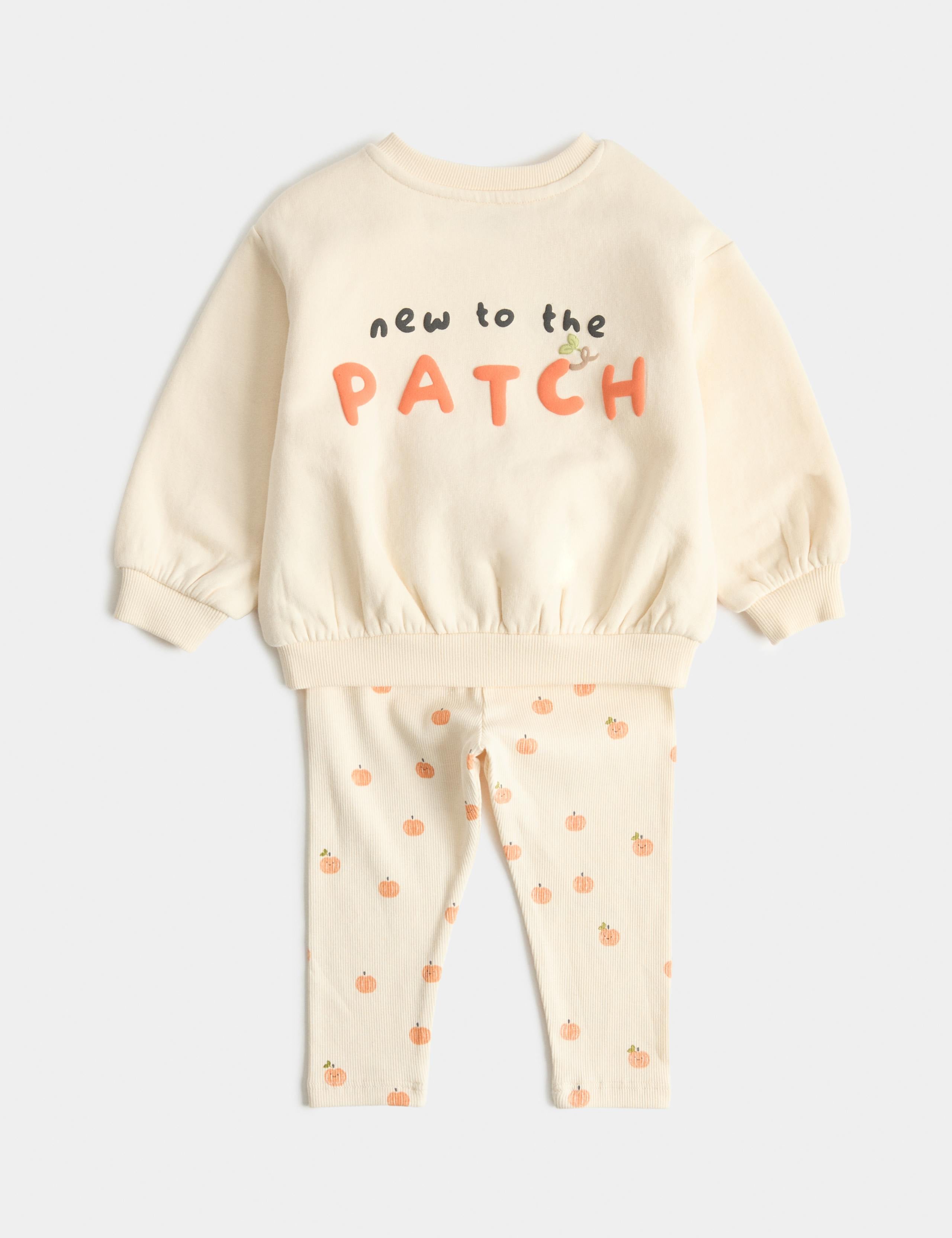 Cotton rich Halloween pumpkin sweat set 0-3 years - British product