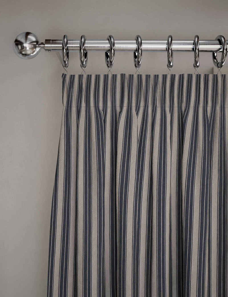 Cotton rich striped pencil pleat curtains - British product