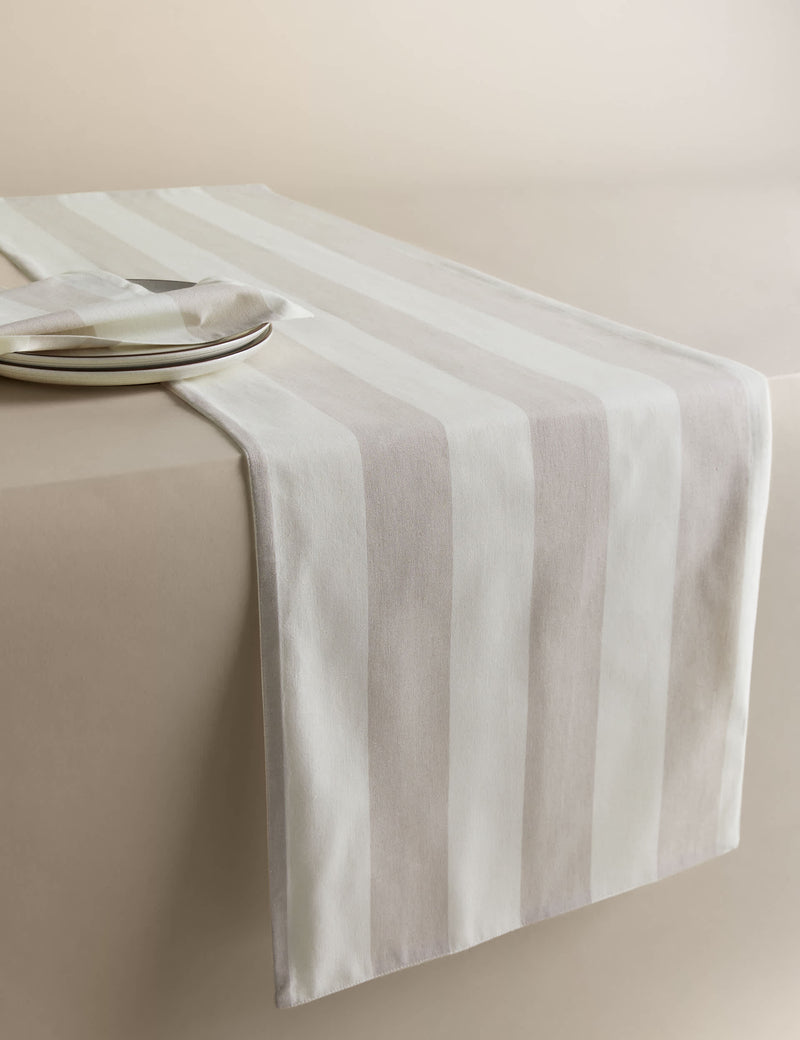 Cotton rich striped table runner - British product