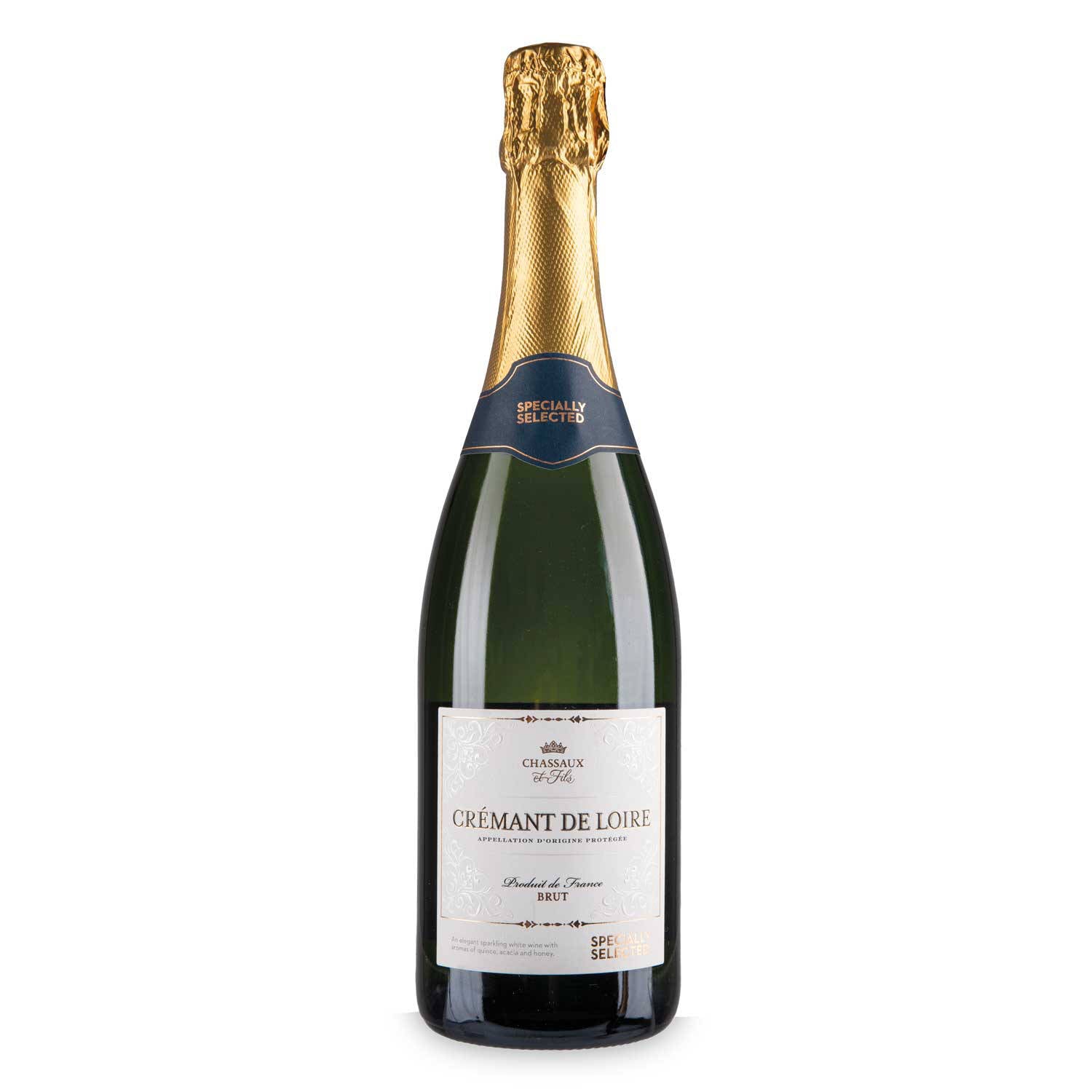 Light and elegant Crémant de Loire sparkling wine, UK version