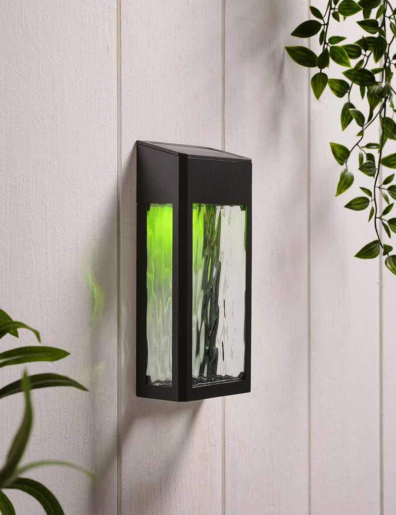 Crackle solar wall light with crackle glass, imported from the UK