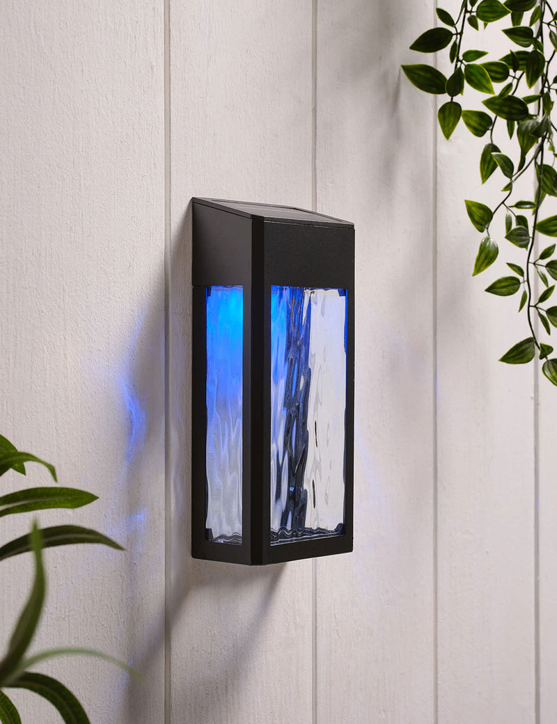 Crackle solar wall light with crackle glass, imported from the UK