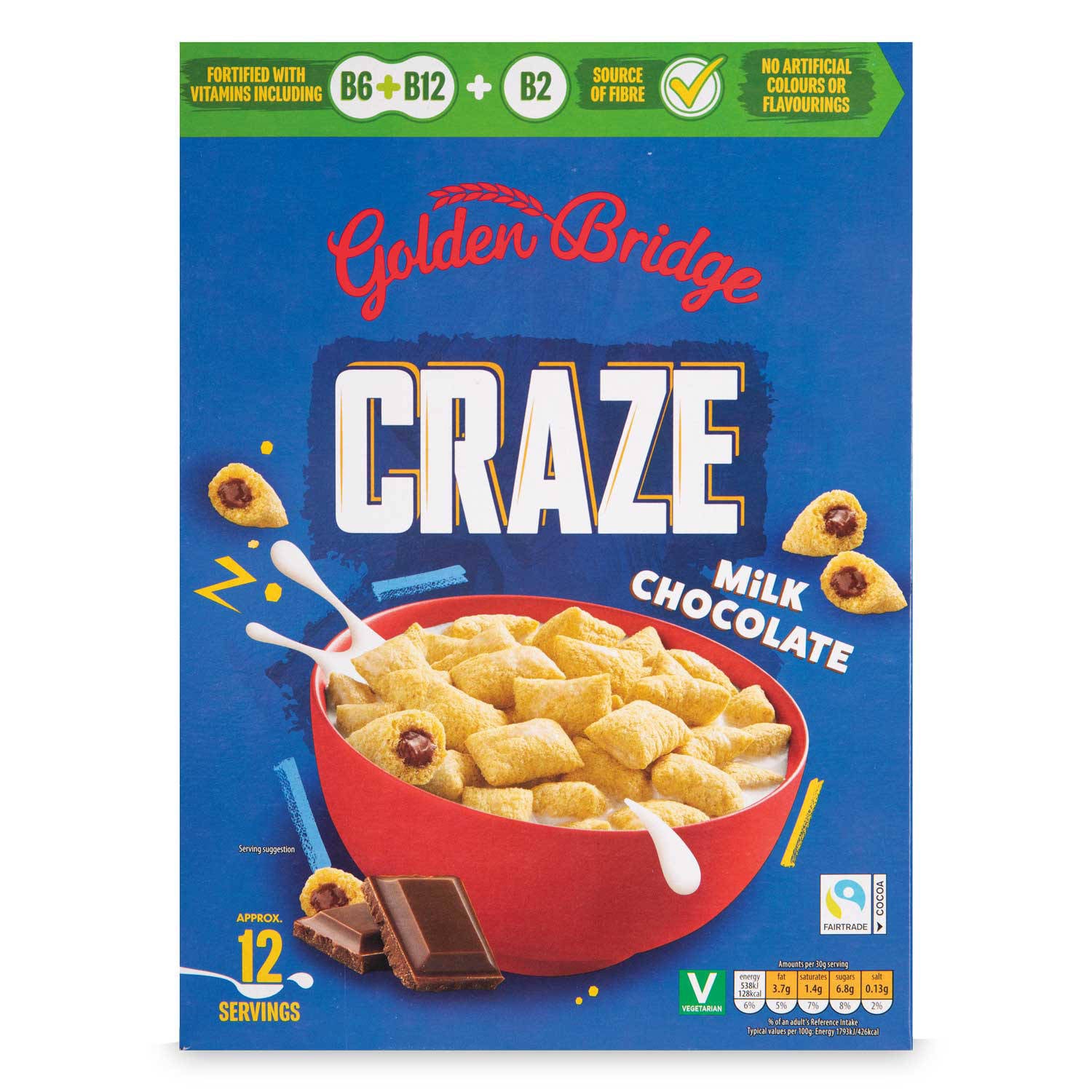Craze milk chocolate flavoured breakfast cereal, UK version