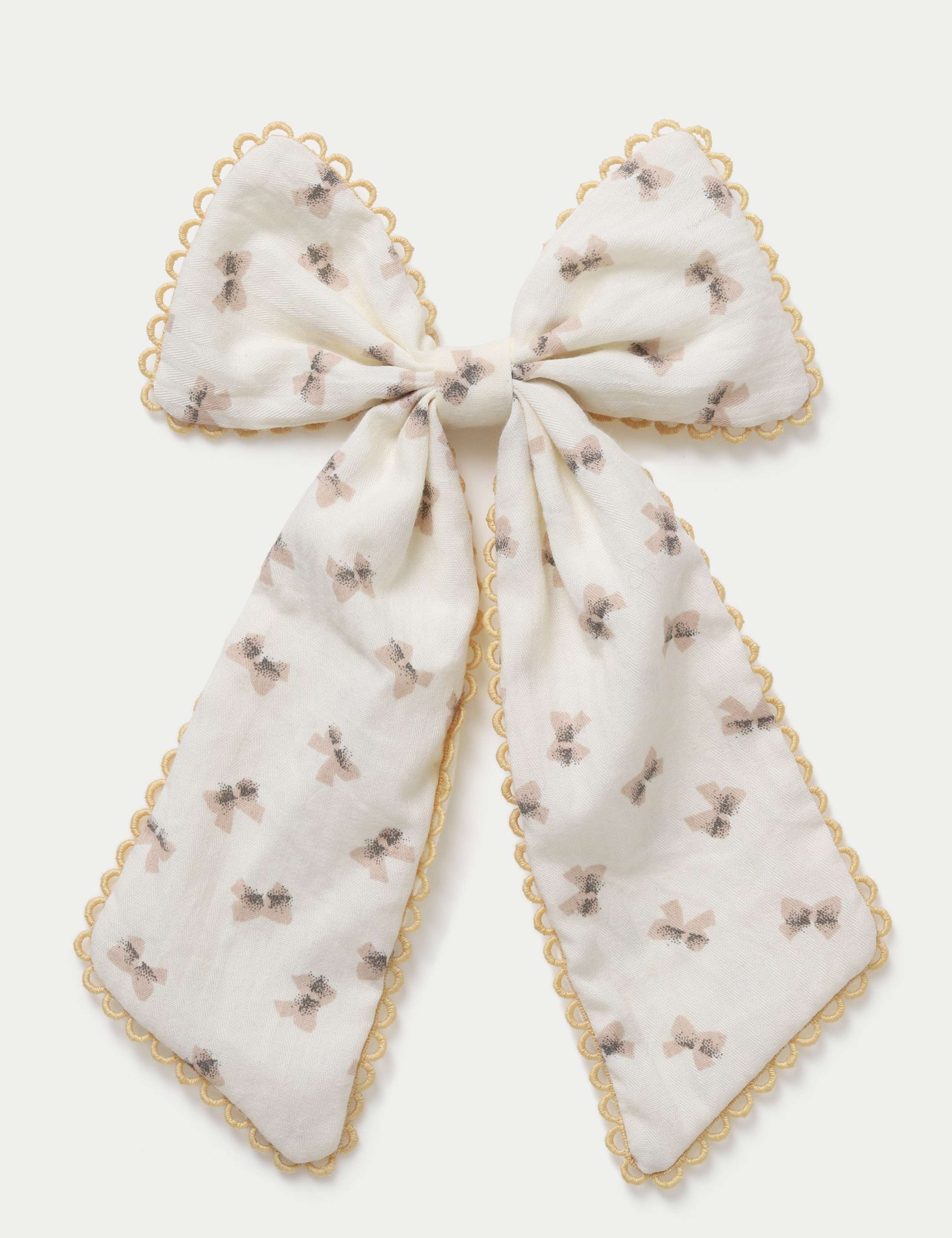 Cream Print Large Bow hair accessory - British product